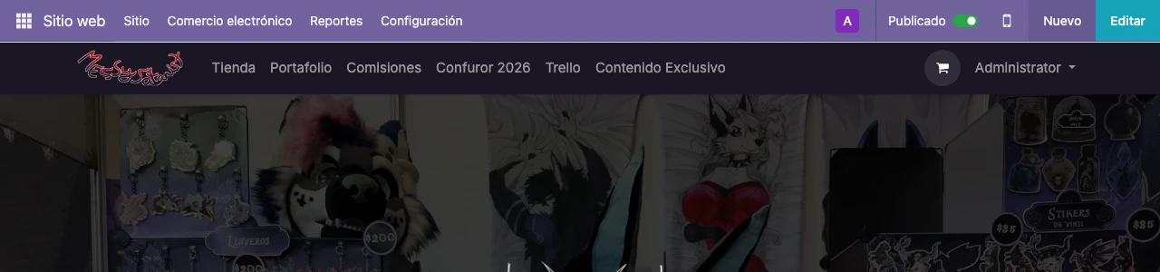 Botón Editar arriba a la derecha de la tienda, con sesión iniciada